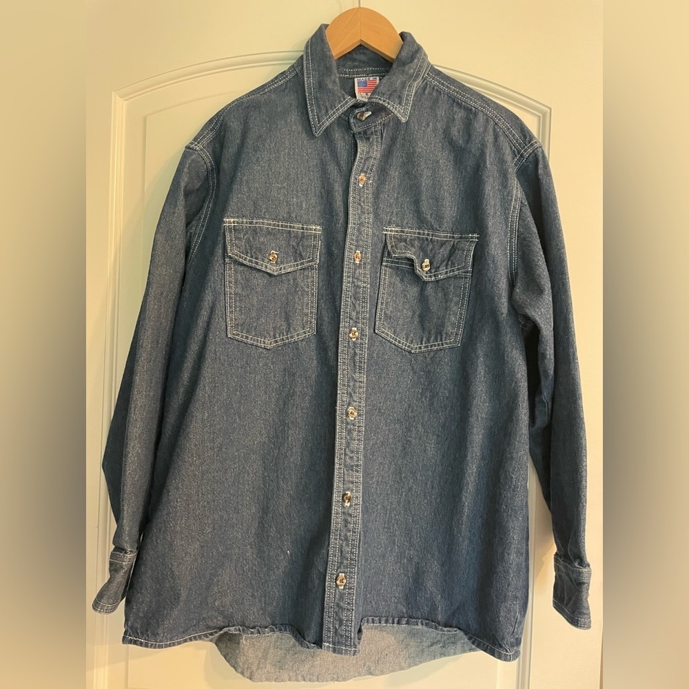 TYCA USA Made Vermont Cotton Denim Button-Up Men’s Coastal Shirt XL